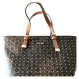 Calvin Klein brown studded crossbody purse